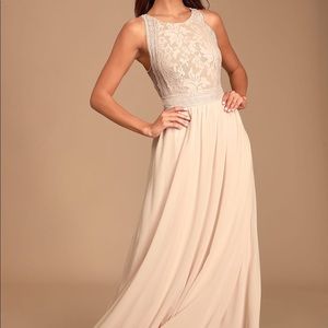 Lulu’s Blush Pink Lace Maxi Dress SMALL
